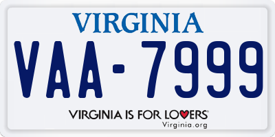 VA license plate VAA7999