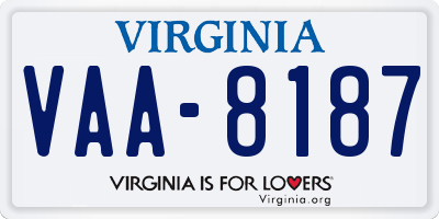 VA license plate VAA8187