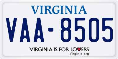 VA license plate VAA8505