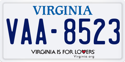 VA license plate VAA8523