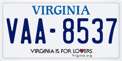 VA license plate VAA8537