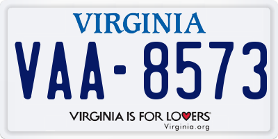 VA license plate VAA8573