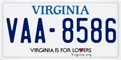 VA license plate VAA8586