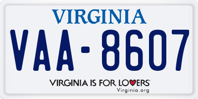 VA license plate VAA8607