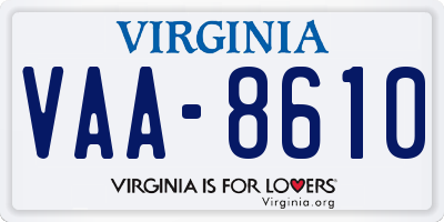 VA license plate VAA8610