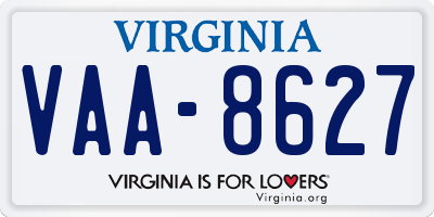 VA license plate VAA8627