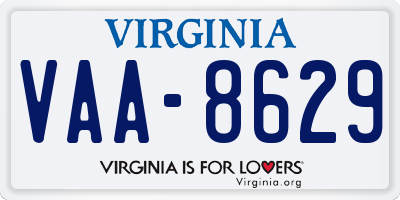 VA license plate VAA8629