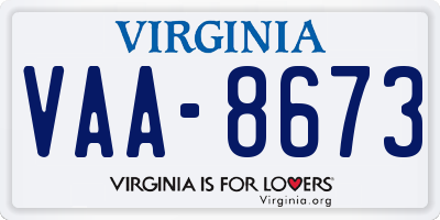 VA license plate VAA8673