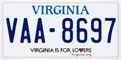 VA license plate VAA8697