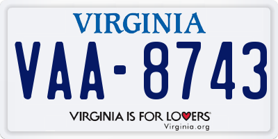 VA license plate VAA8743