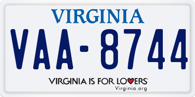 VA license plate VAA8744