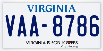 VA license plate VAA8786