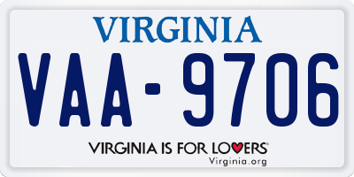 VA license plate VAA9706