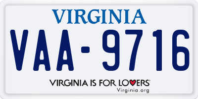 VA license plate VAA9716