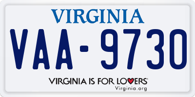 VA license plate VAA9730