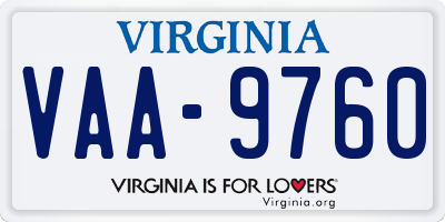 VA license plate VAA9760