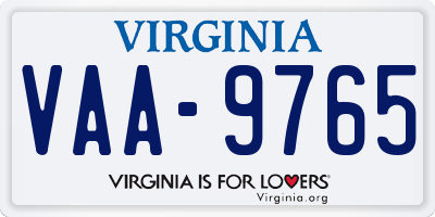 VA license plate VAA9765