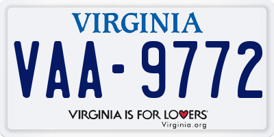 VA license plate VAA9772