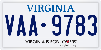 VA license plate VAA9783