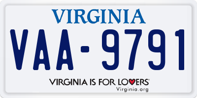 VA license plate VAA9791
