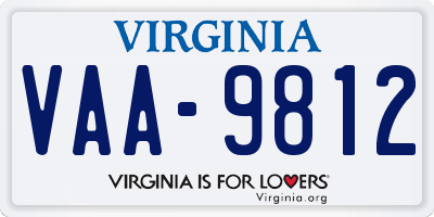 VA license plate VAA9812