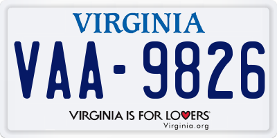 VA license plate VAA9826