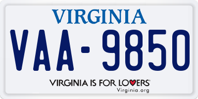 VA license plate VAA9850