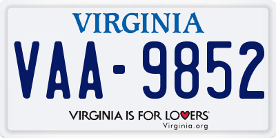 VA license plate VAA9852