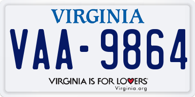 VA license plate VAA9864