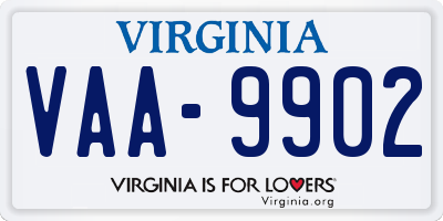 VA license plate VAA9902