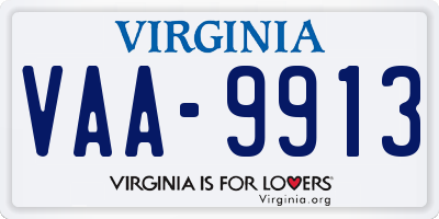 VA license plate VAA9913