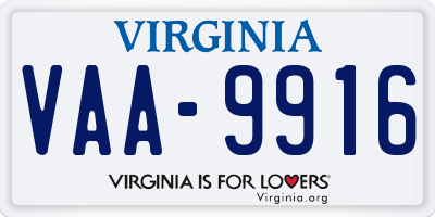 VA license plate VAA9916