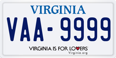 VA license plate VAA9999