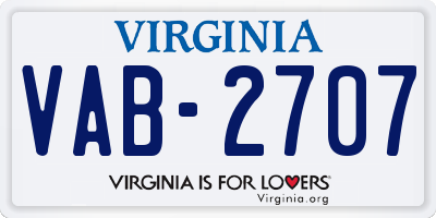 VA license plate VAB2707