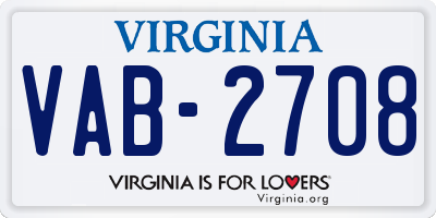VA license plate VAB2708