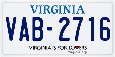 VA license plate VAB2716