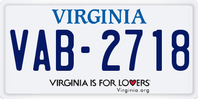 VA license plate VAB2718