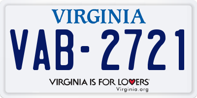 VA license plate VAB2721