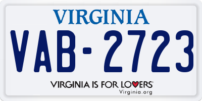 VA license plate VAB2723
