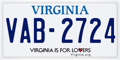 VA license plate VAB2724