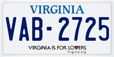 VA license plate VAB2725