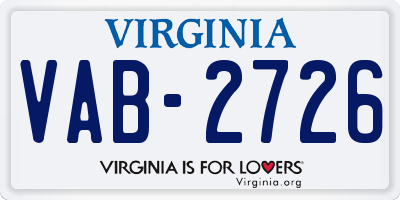 VA license plate VAB2726
