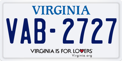 VA license plate VAB2727