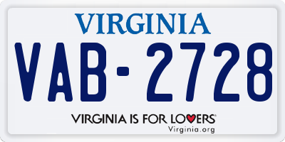 VA license plate VAB2728