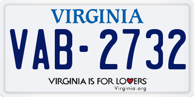 VA license plate VAB2732