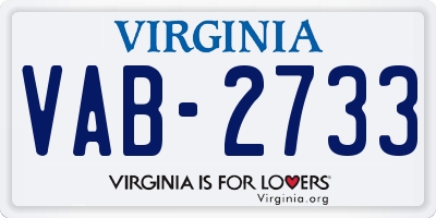 VA license plate VAB2733