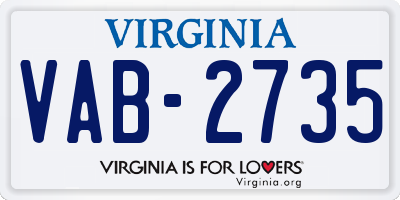 VA license plate VAB2735