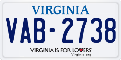 VA license plate VAB2738
