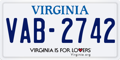 VA license plate VAB2742