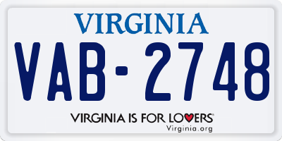 VA license plate VAB2748